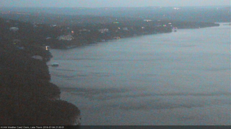Lake Travis webcam, July 4, 2016 8:25 PM CT