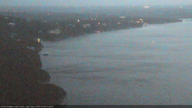 Lake Travis webcam, July 4, 2016 8:30 PM CT
