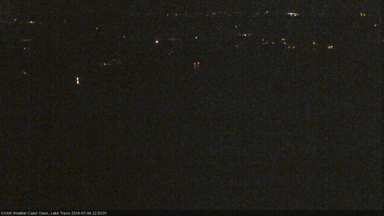 Lake Travis webcam, July 4, 2016 9:15 PM CT