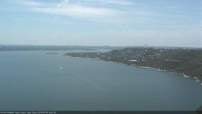 Lake Travis webcam, July 5, 2016 1:30 PM CT
