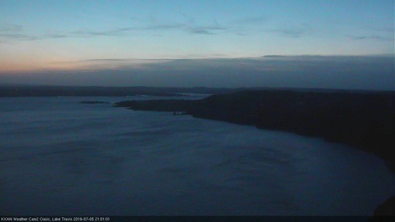 Lake Travis webcam, July 5, 2016 8:15 PM CT