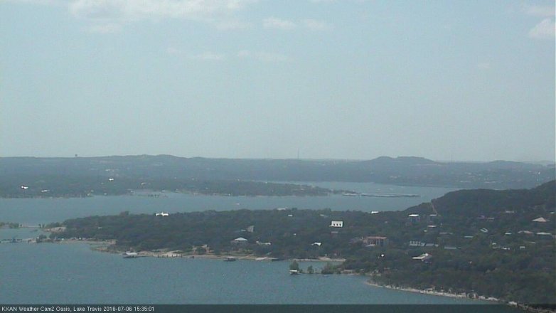 Lake Travis webcam, July 6, 2016 2:55 PM CT
