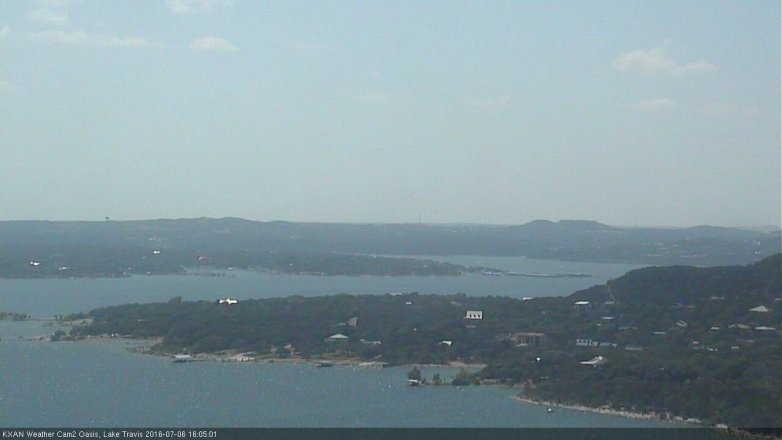 Lake Travis webcam, July 6, 2016 3:35 PM CT