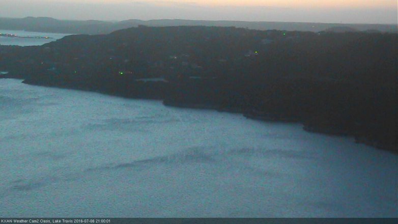 Lake Travis webcam, July 6, 2016 8:05 PM CT