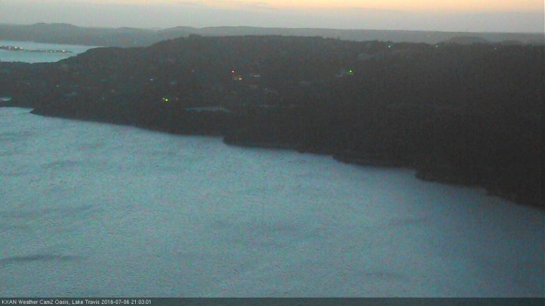 Lake Travis webcam, July 6, 2016 8:25 PM CT