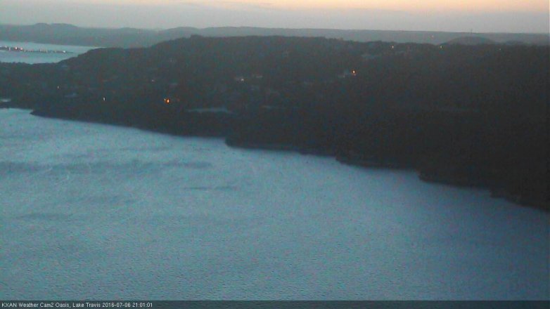 Lake Travis webcam, July 6, 2016 8:30 PM CT