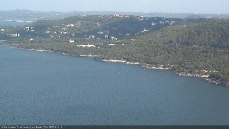Lake Travis webcam, July 7, 2016 9:00 AM CT
