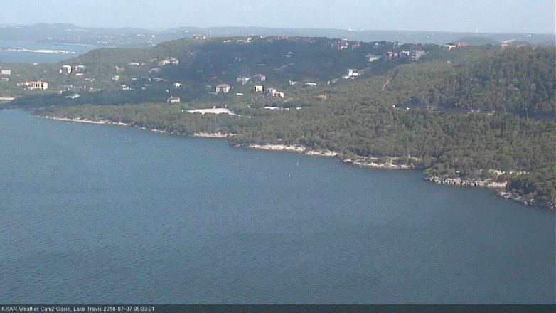 Lake Travis webcam, July 7, 2016 9:05 AM CT