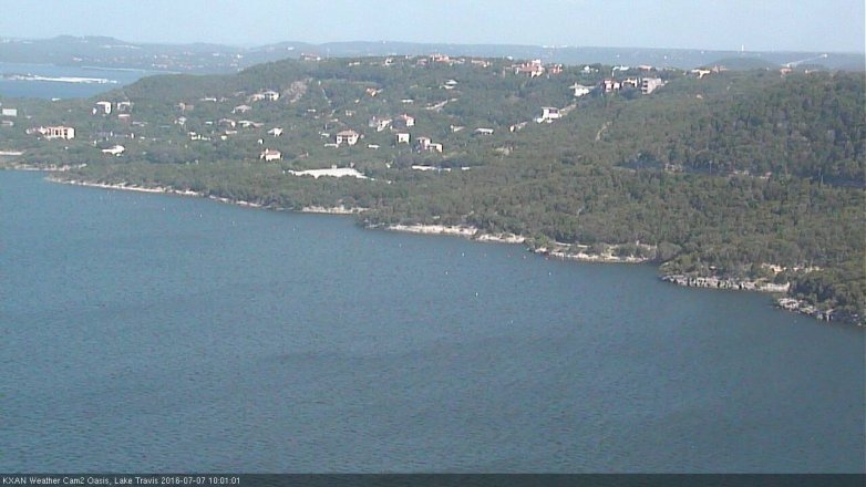 Lake Travis webcam, July 7, 2016 9:25 AM CT