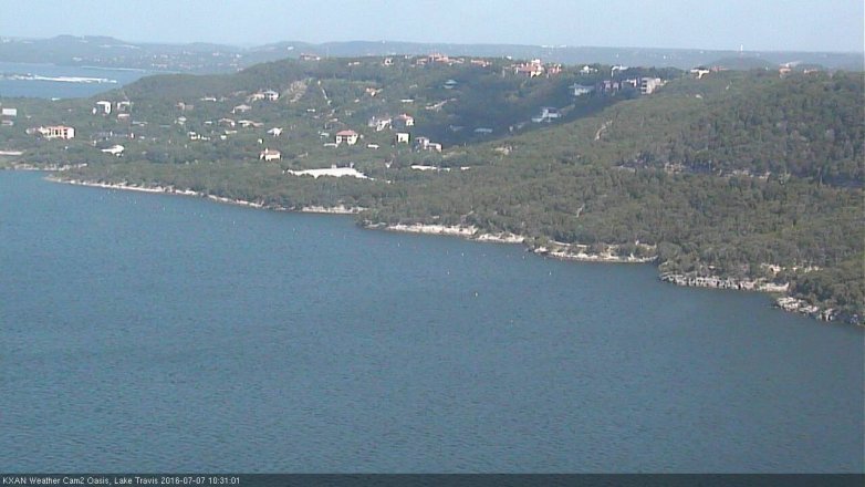 Lake Travis webcam, July 7, 2016 10:00 AM CT