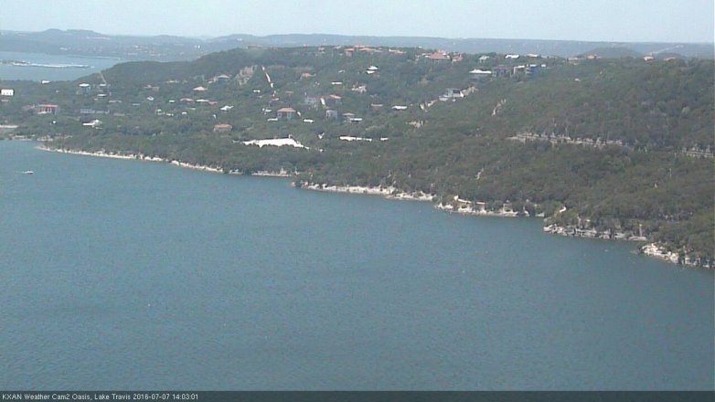 Lake Travis webcam, July 7, 2016 1:15 PM CT