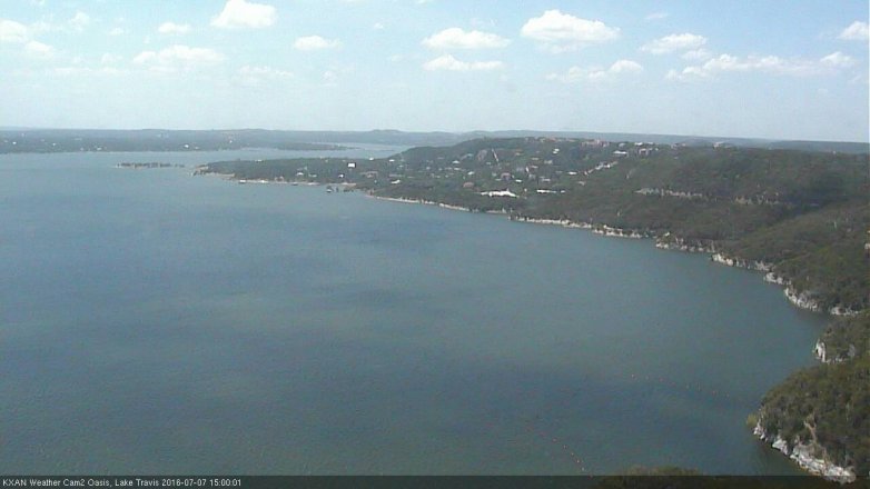 Lake Travis webcam, July 7, 2016 2:20 PM CT
