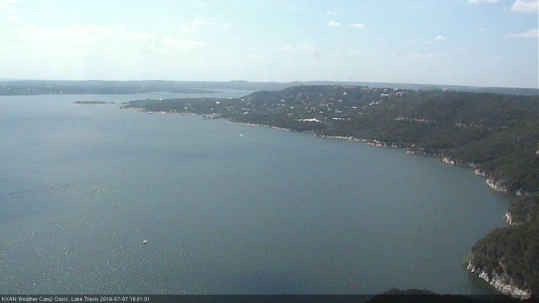 Lake Travis webcam, July 7, 2016 3:20 PM CT