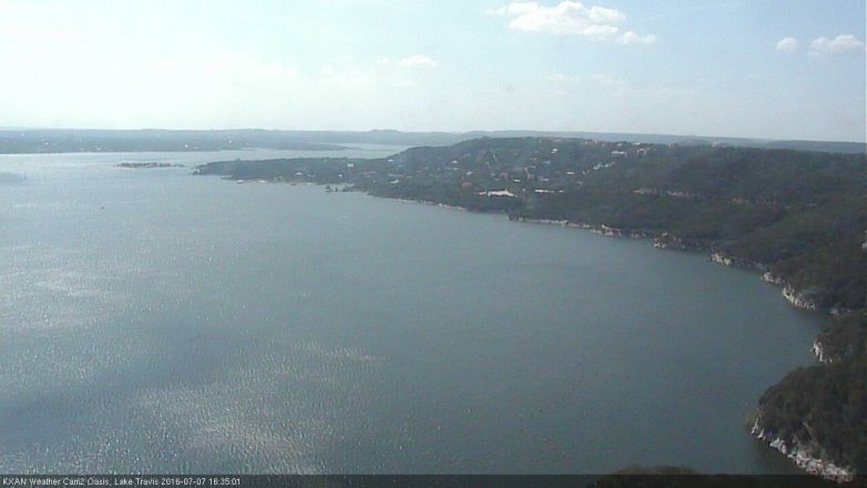 Lake Travis webcam, July 7, 2016 3:55 PM CT