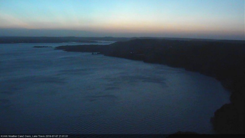 Lake Travis webcam, July 7, 2016 8:25 PM CT