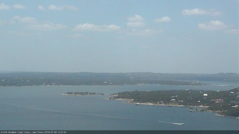 Lake Travis webcam, July 8, 2016 12:40 PM CT