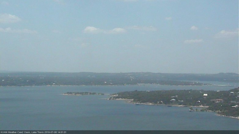 Lake Travis webcam, July 8, 2016 1:15 PM CT