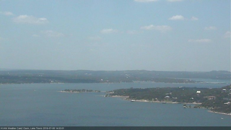 Lake Travis webcam, July 8, 2016 1:30 PM CT
