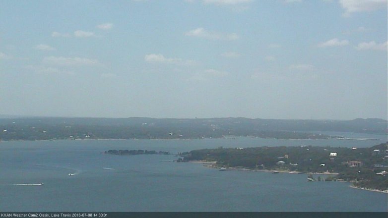 Lake Travis webcam, July 8, 2016 1:35 PM CT
