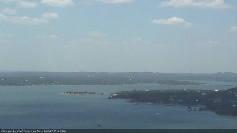 Lake Travis webcam, July 8, 2016 1:40 PM CT