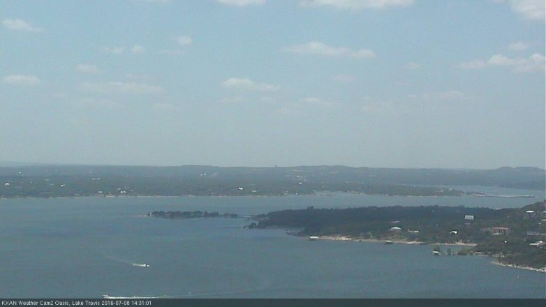 Lake Travis webcam, July 8, 2016 1:45 PM CT