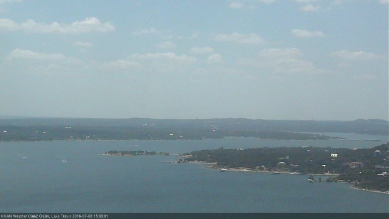 Lake Travis webcam, July 8, 2016 2:10 PM CT