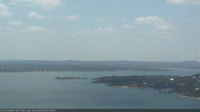 Lake Travis webcam, July 8, 2016 2:25 PM CT