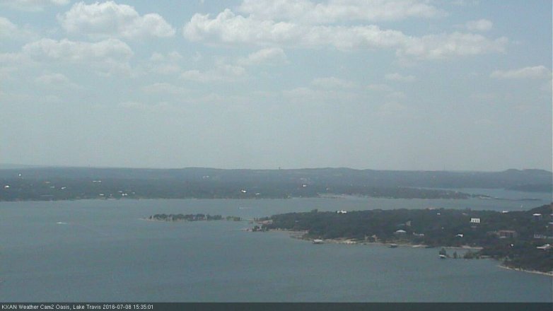 Lake Travis webcam, July 8, 2016 2:55 PM CT