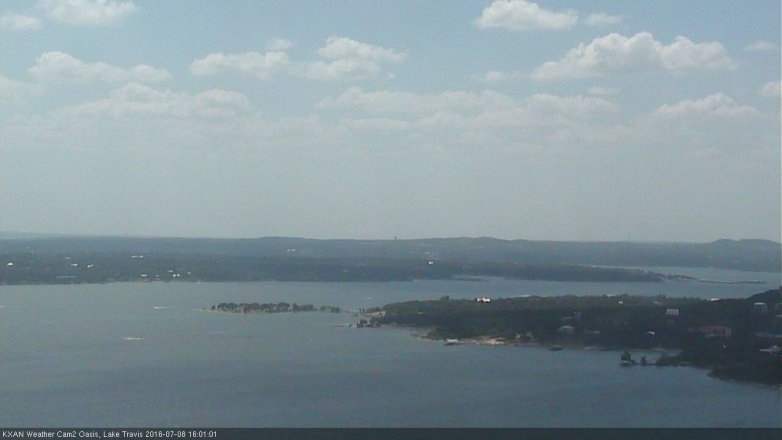 Lake Travis webcam, July 8, 2016 3:05 PM CT