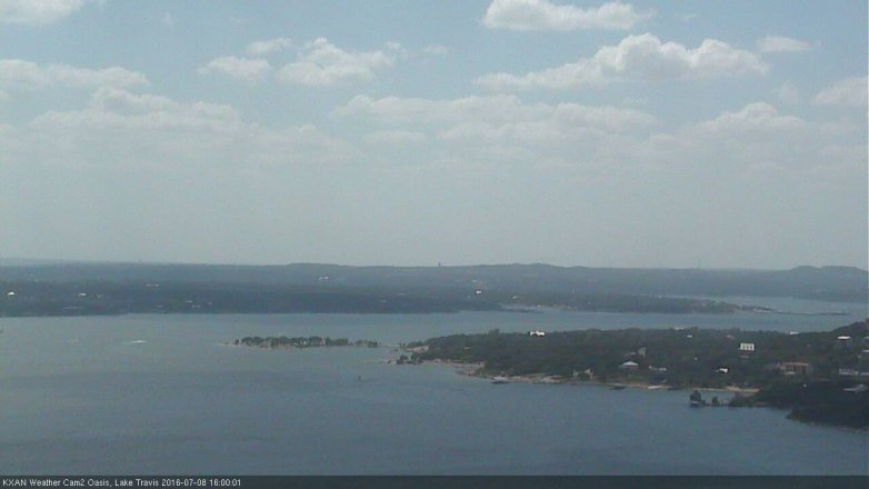Lake Travis webcam, July 8, 2016 3:20 PM CT