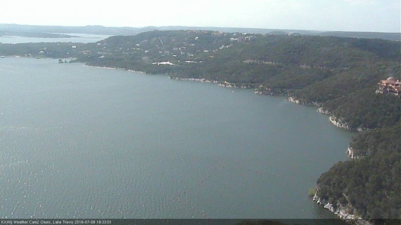 Lake Travis webcam, July 8, 2016 3:55 PM CT
