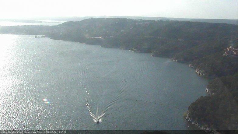 Lake Travis webcam, July 8, 2016 5:45 PM CT