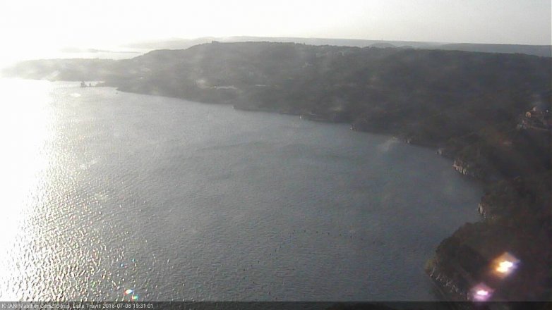 Lake Travis webcam, July 8, 2016 6:35 PM CT