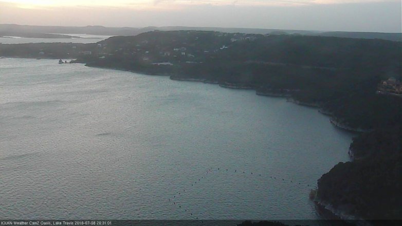 Lake Travis webcam, July 8, 2016 7:50 PM CT
