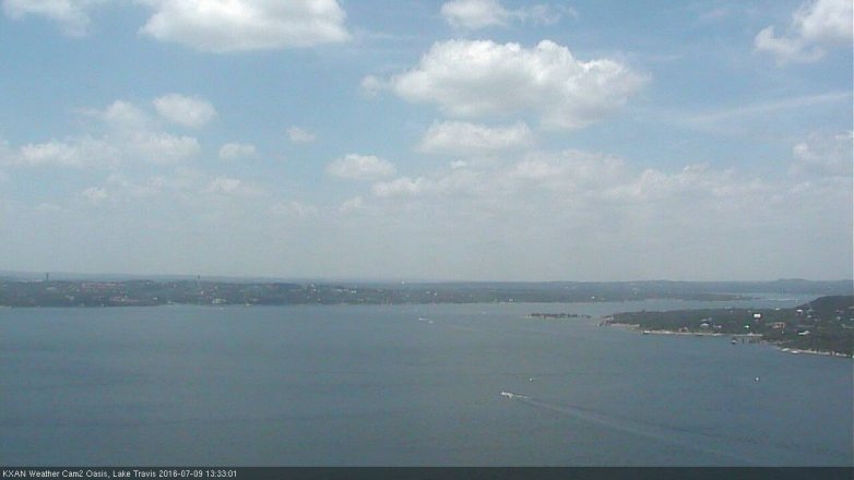 Lake Travis webcam, July 9, 2016 1:00 PM CT