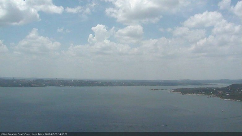 Lake Travis webcam, July 9, 2016 1:10 PM CT