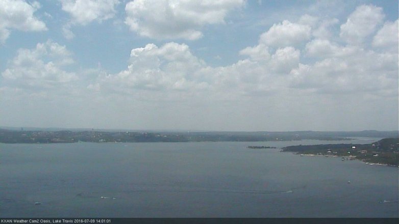 Lake Travis webcam, July 9, 2016 1:20 PM CT