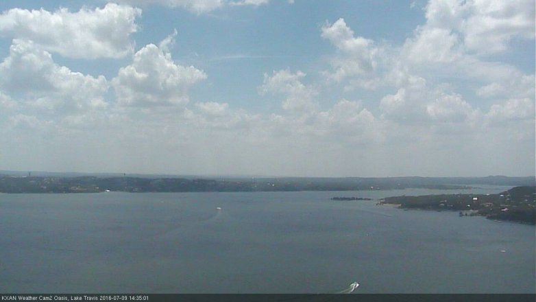 Lake Travis webcam, July 9, 2016 1:45 PM CT