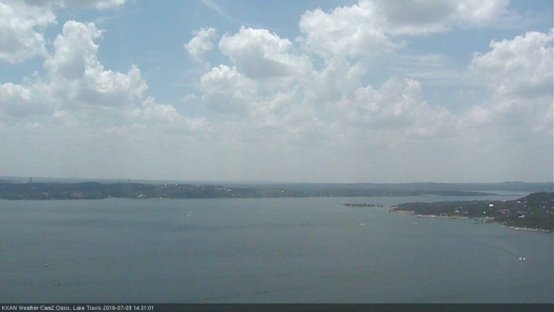 Lake Travis webcam, July 9, 2016 2:00 PM CT
