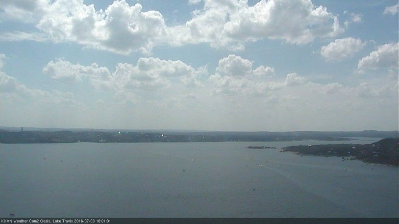 Lake Travis webcam, July 9, 2016 3:20 PM CT