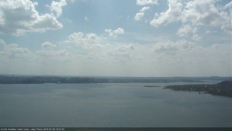Lake Travis webcam, July 9, 2016 3:55 PM CT