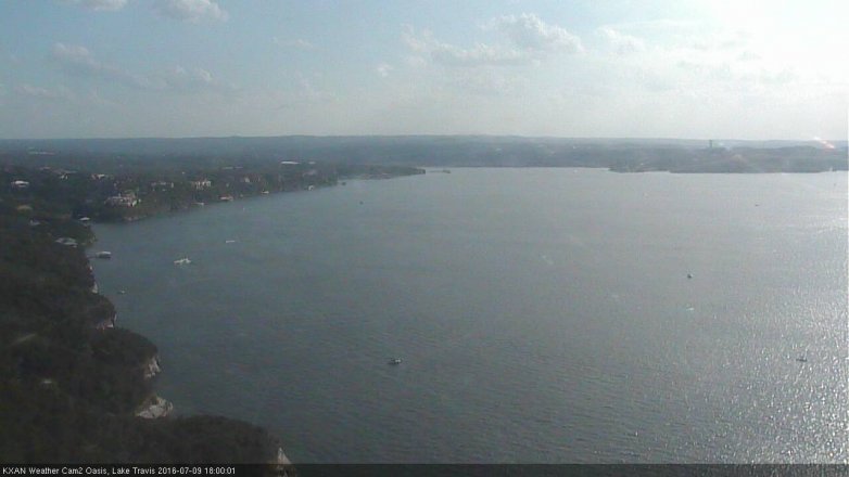 Lake Travis webcam, July 9, 2016 5:05 PM CT