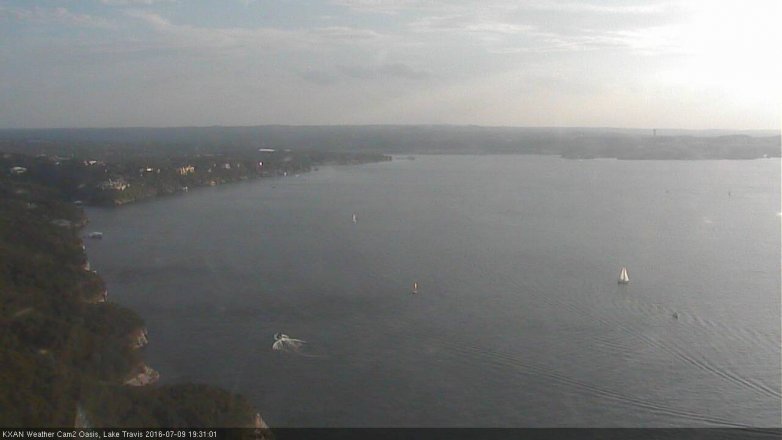 Lake Travis webcam, July 9, 2016 6:45 PM CT