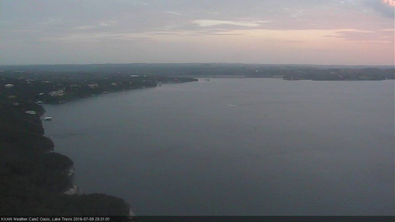 Lake Travis webcam, July 9, 2016 7:50 PM CT