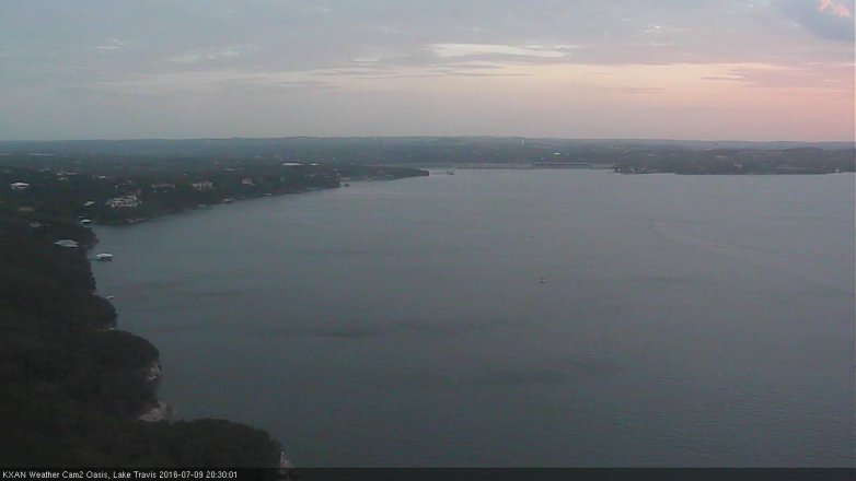 Lake Travis webcam, July 9, 2016 8:00 PM CT