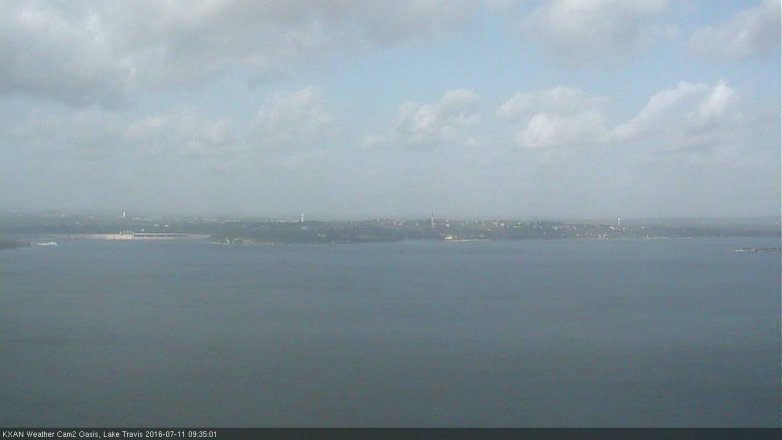 Lake Travis webcam, July 11, 2016 9:00 AM CT