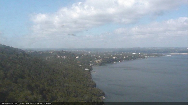 Lake Travis webcam, July 12, 2016 9:55 AM CT