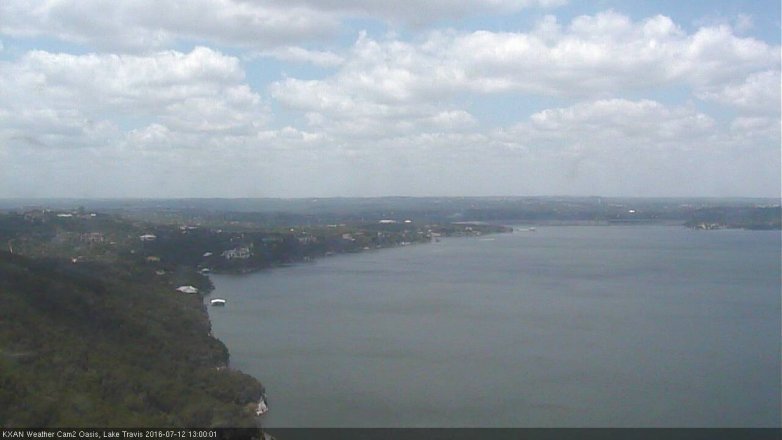 Lake Travis webcam, July 12, 2016 12:30 PM CT
