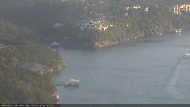 Lake Travis webcam, July 12, 2016 6:55 PM CT