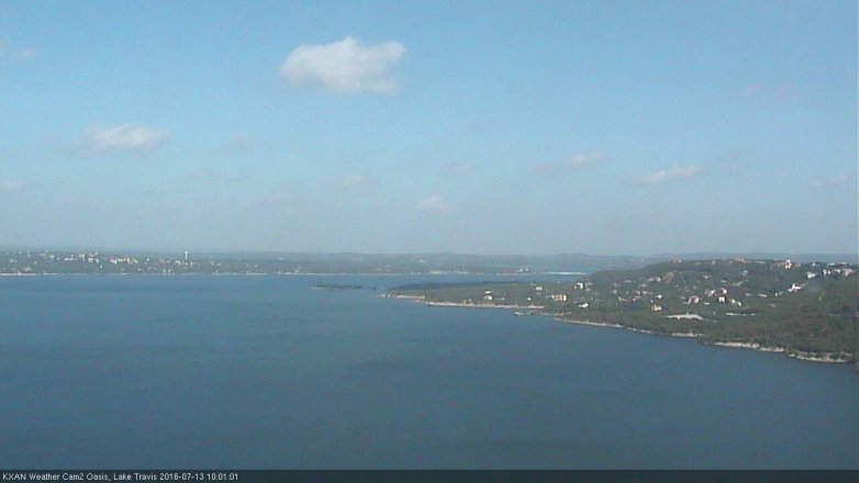 Lake Travis webcam, July 13, 2016 9:05 AM CT